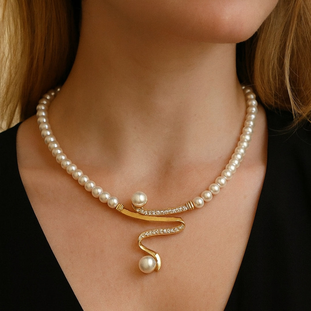 Elegant Naturale Collana di Perle Set