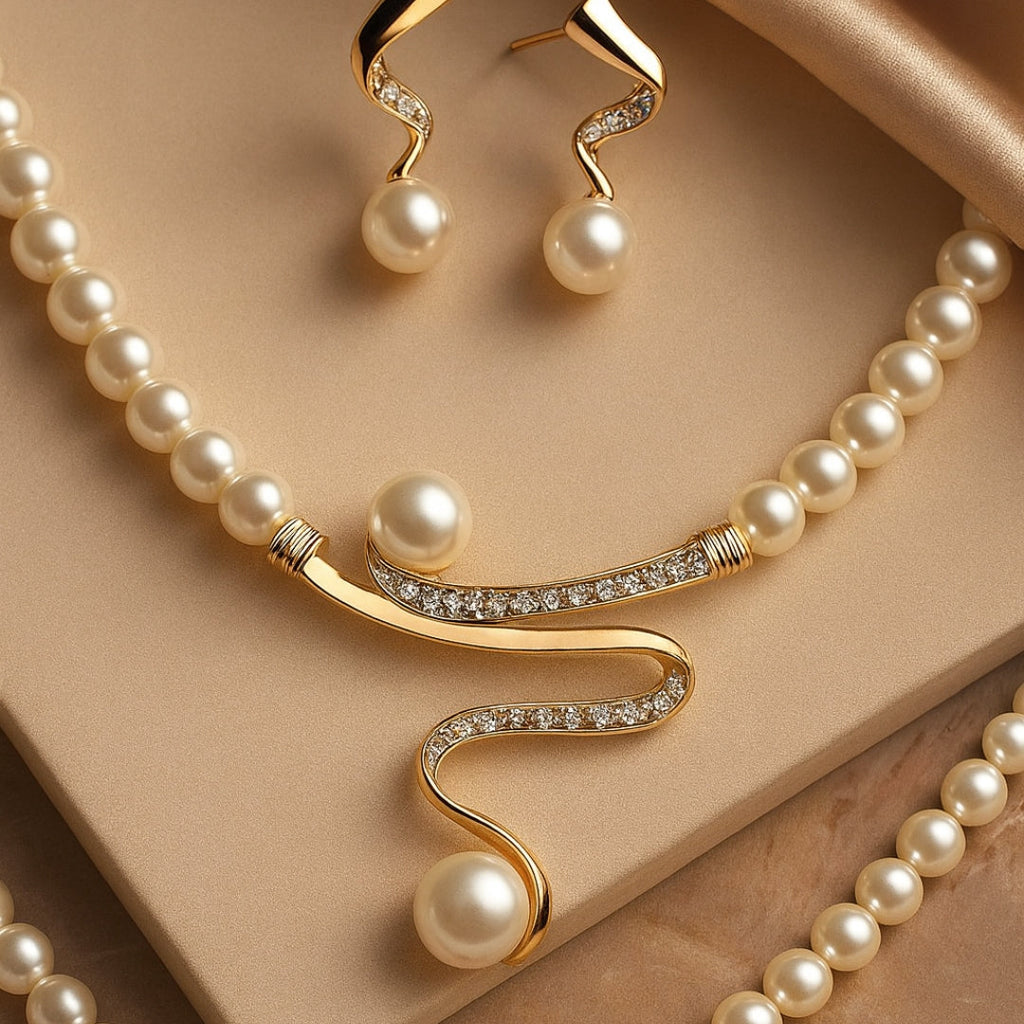 Elegant Naturale Collana di Perle Set
