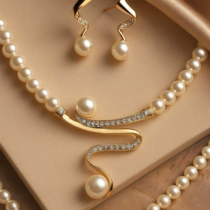 Elegant Naturale Collana di Perle Set