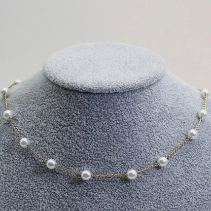 Oro Spaced Perla Chain Collana