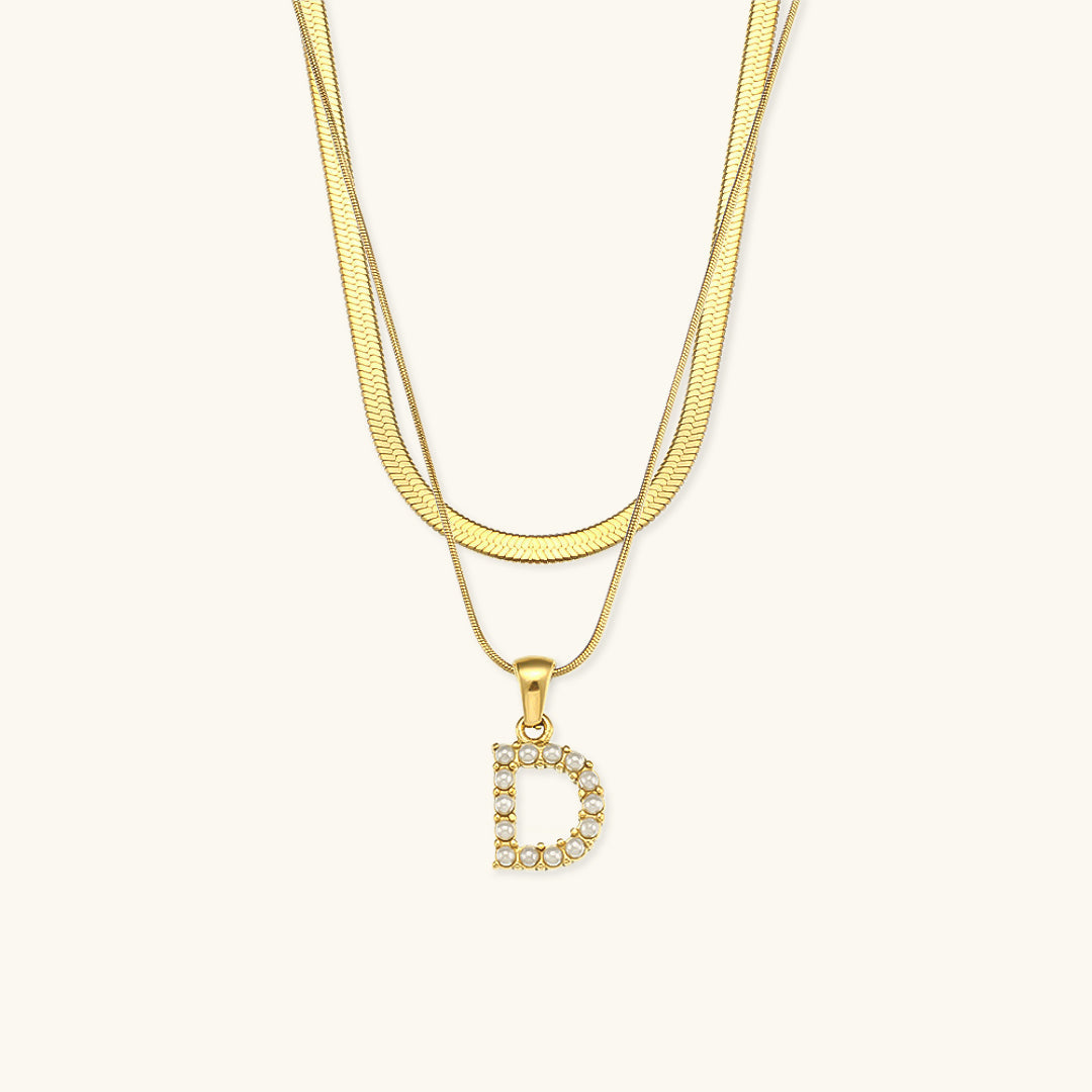 Fiona Layered Oro Initial Letter Collana