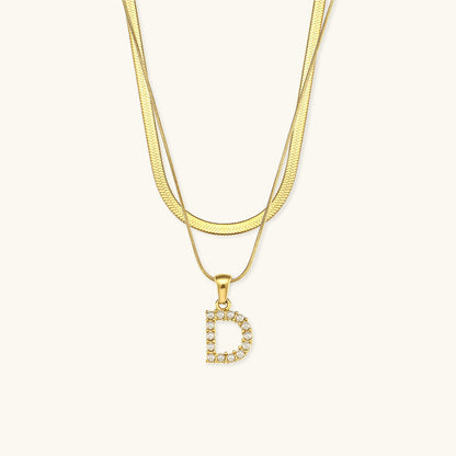 Fiona Layered Oro Initial Letter Collana