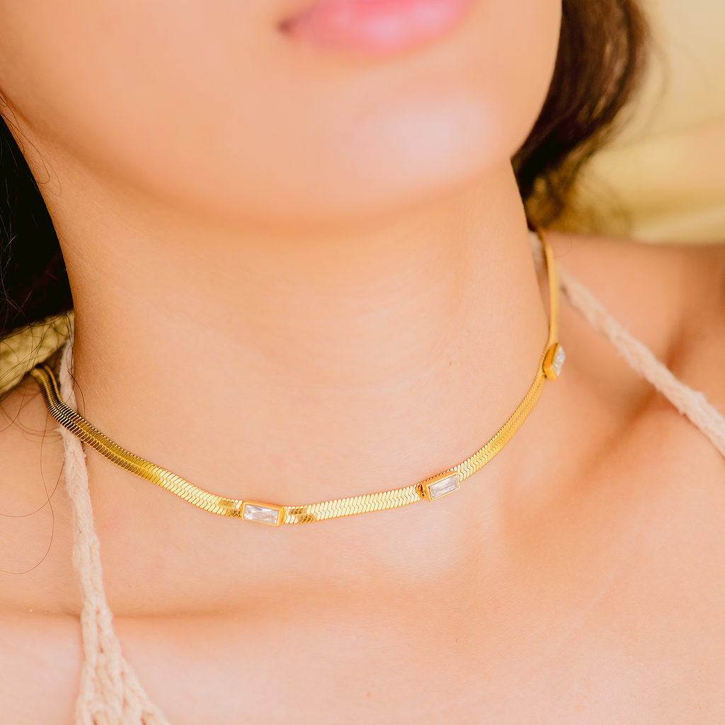 Eve Herringbone Oro Collana