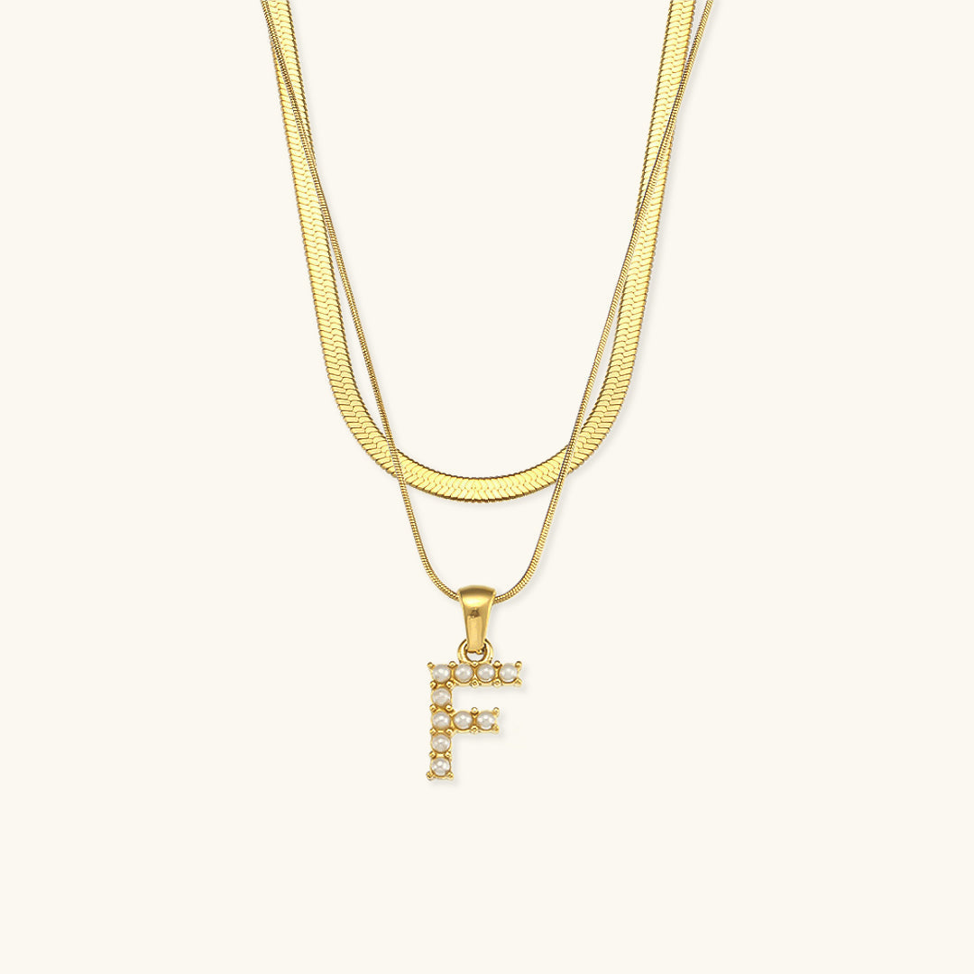 Fiona Layered Oro Initial Letter Collana
