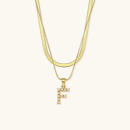 Fiona Layered Oro Initial Letter Collana