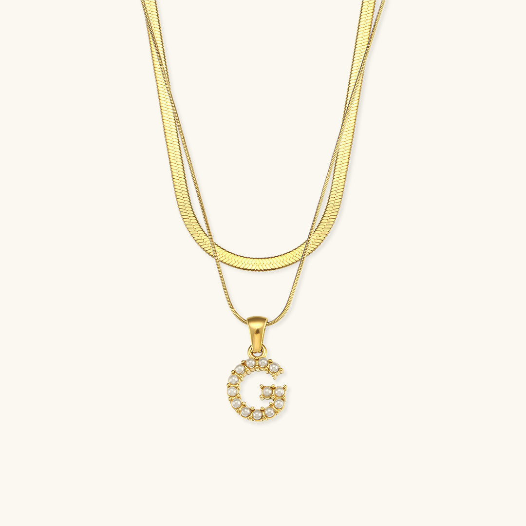 Fiona Layered Oro Initial Letter Collana