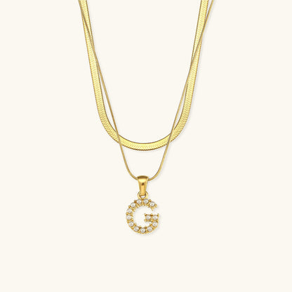 Fiona Layered Oro Initial Letter Collana