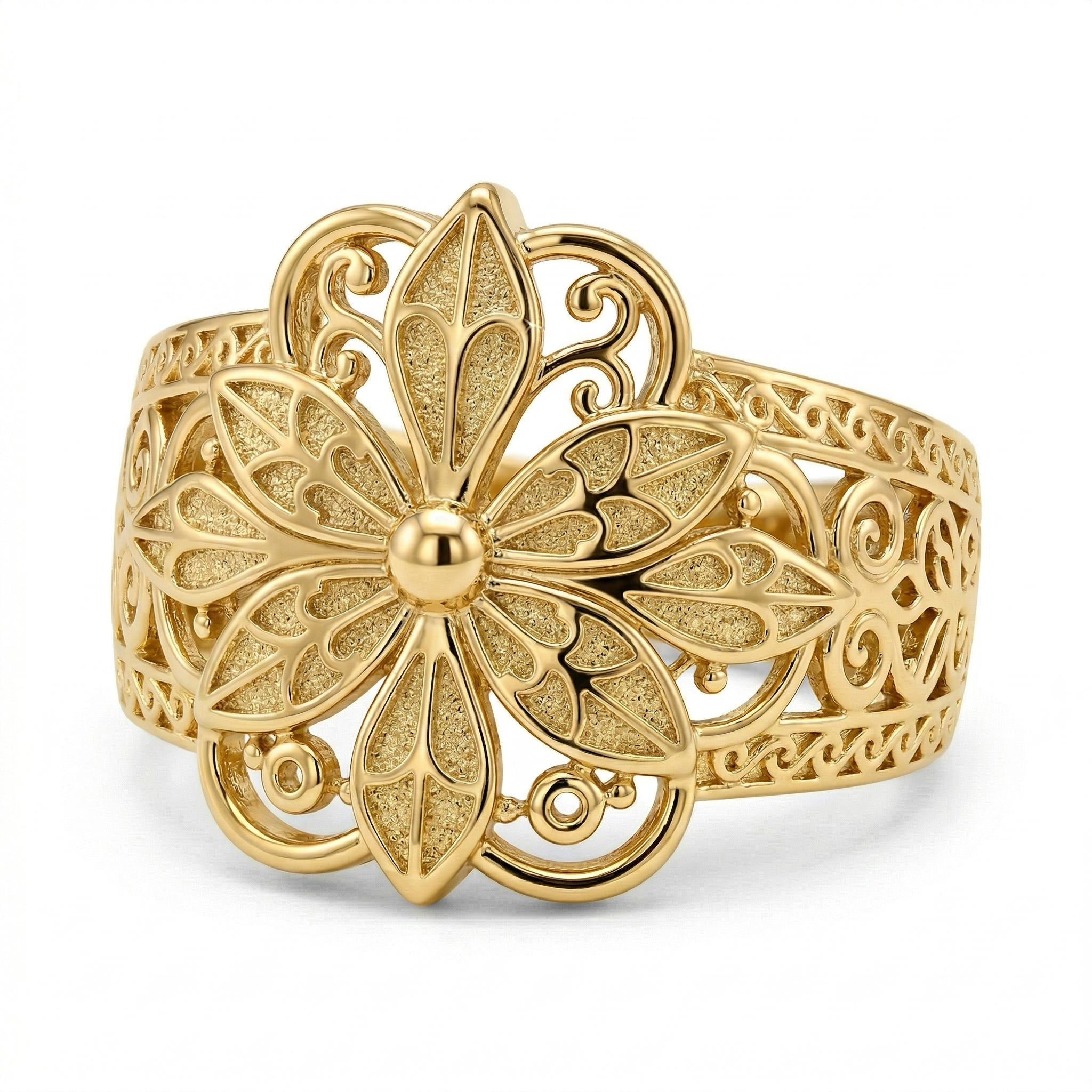 Vintage Inspired Flower Anello | Oro