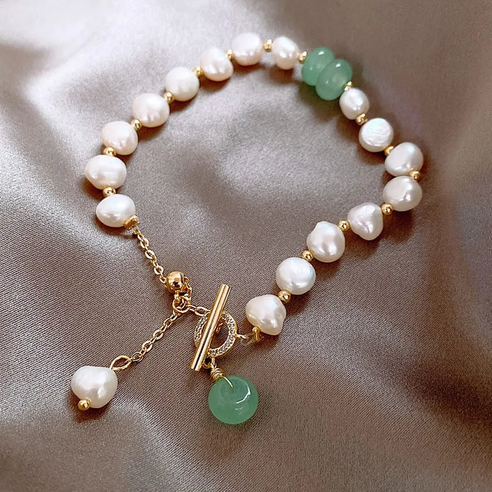 Freshwater Perla & Jade Bracciale