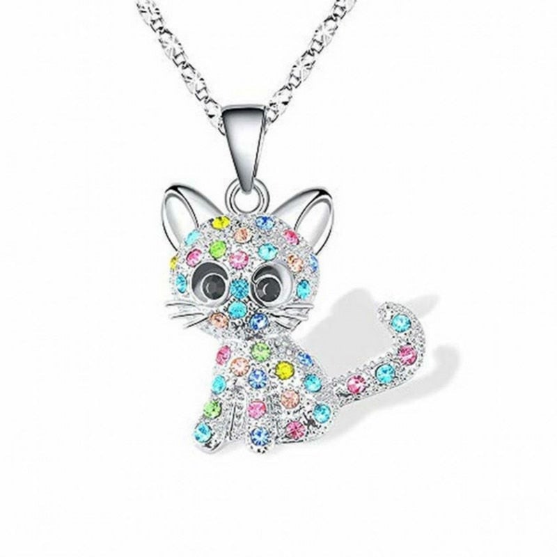 Argento Baby Kittens and Coloured Zirconia Collana