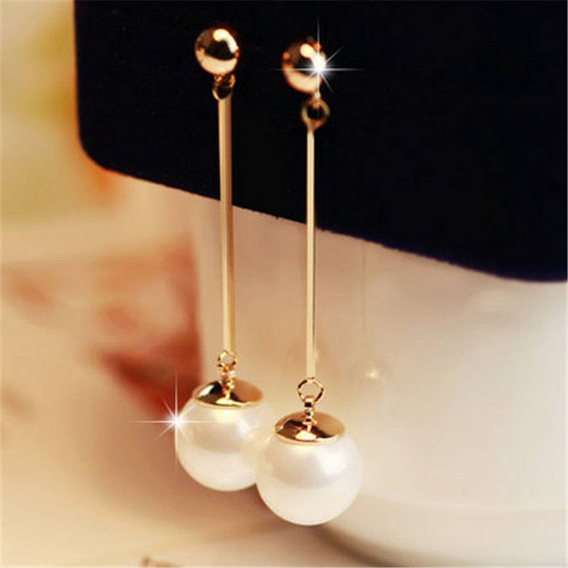Oro Long Perla Orecchini Pendenti