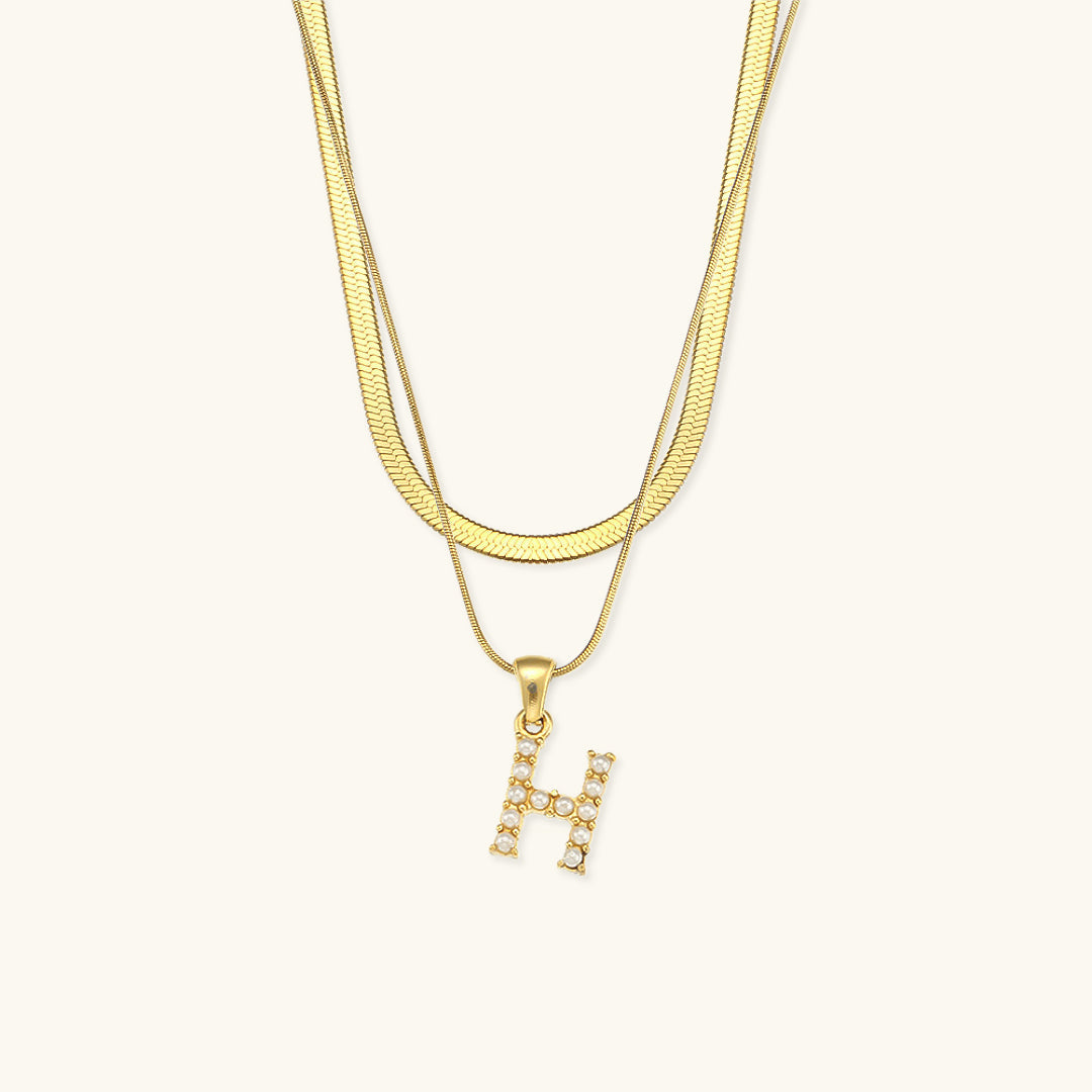 Fiona Layered Oro Initial Letter Collana