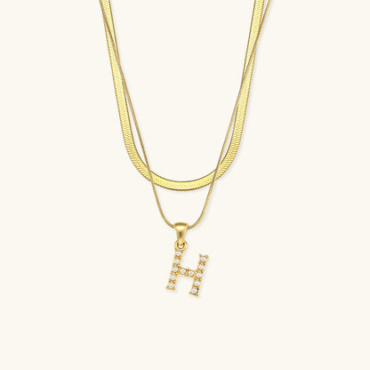 Fiona Layered Oro Initial Letter Collana