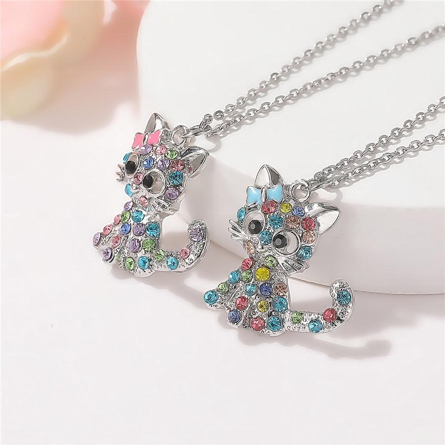 Argento Baby Kittens and Coloured Zirconia Collana