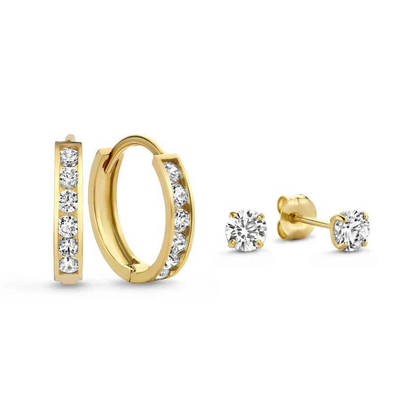 Dara Brillane Pietra Orecchini Set | Oro