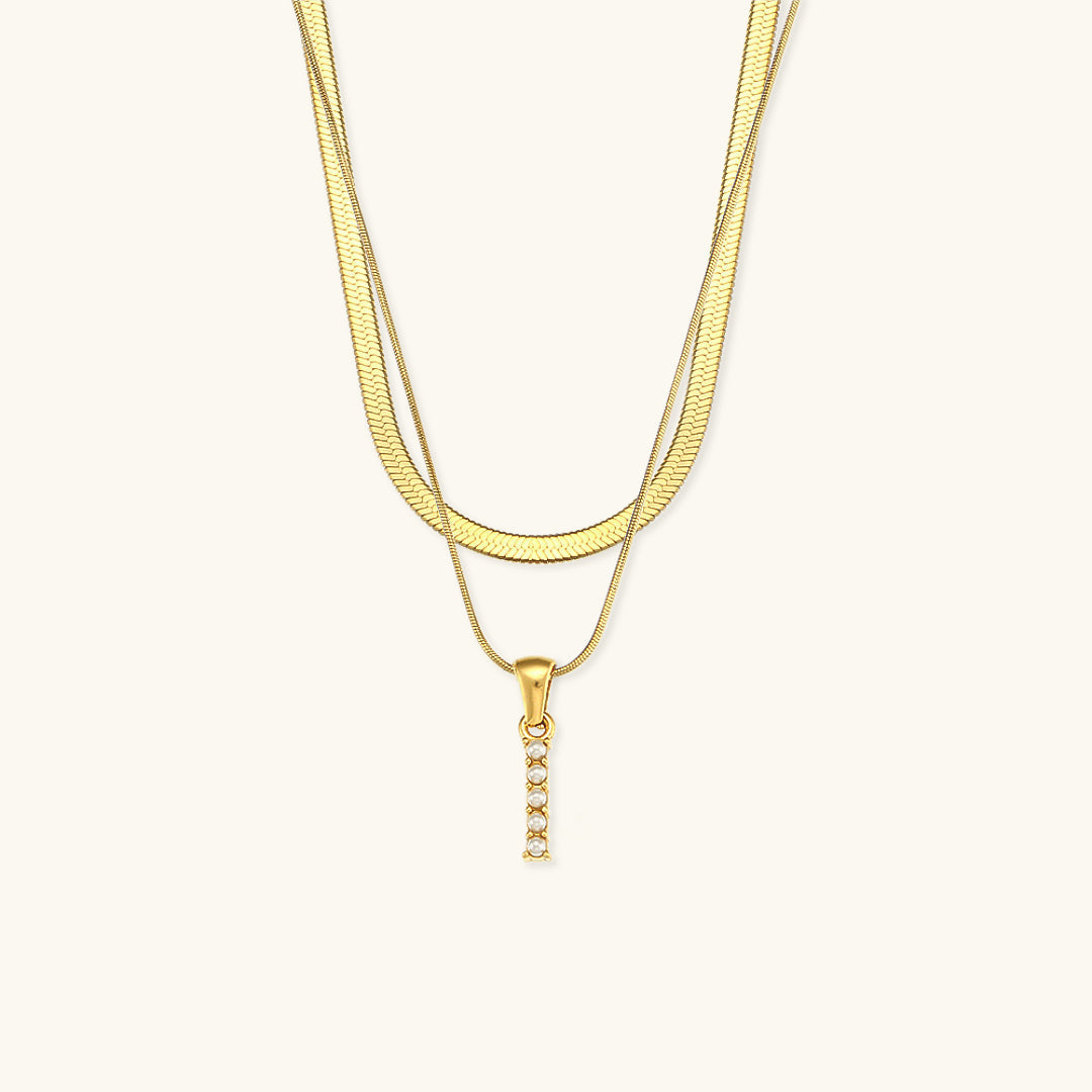 Fiona Layered Oro Initial Letter Collana
