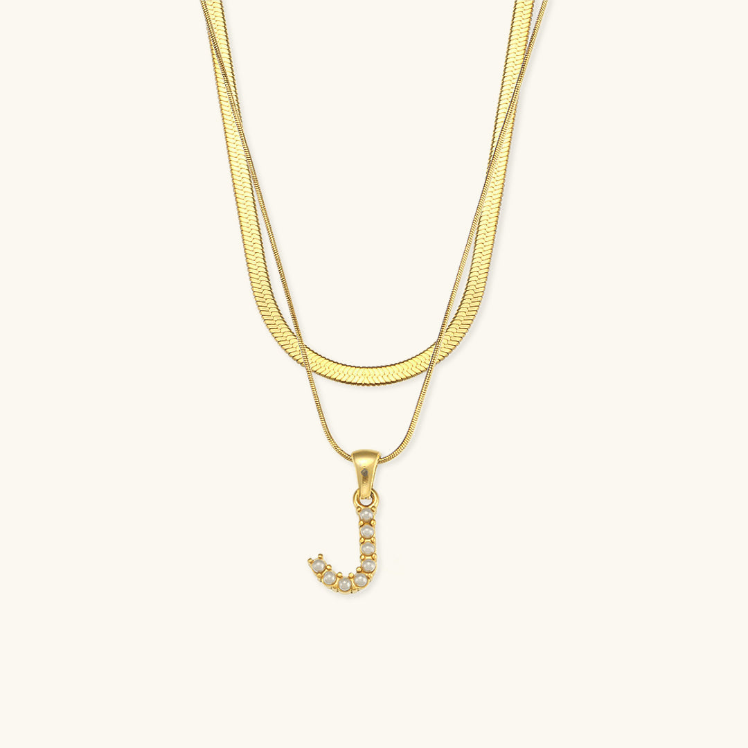 Fiona Layered Oro Initial Letter Collana
