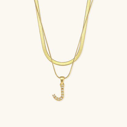 Fiona Layered Oro Initial Letter Collana