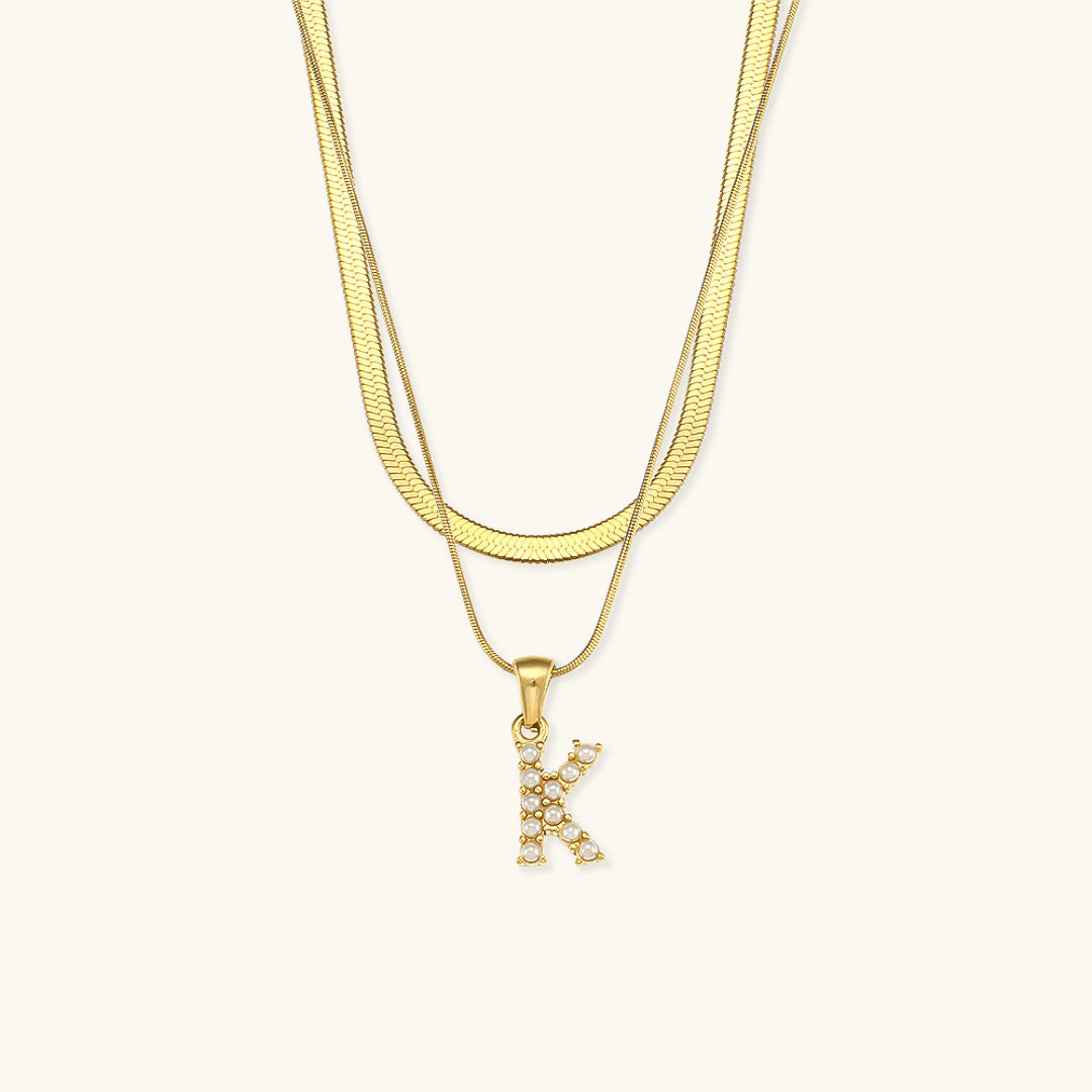 Fiona Layered Oro Initial Letter Collana