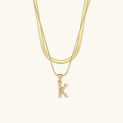 Fiona Layered Oro Initial Letter Collana