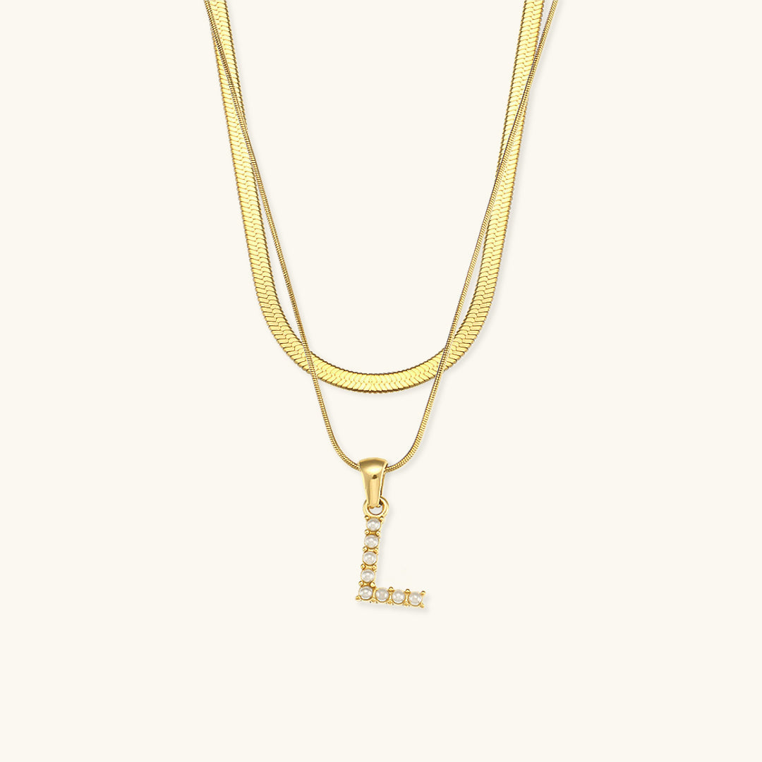 Fiona Layered Oro Initial Letter Collana