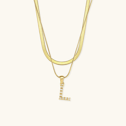 Fiona Layered Oro Initial Letter Collana
