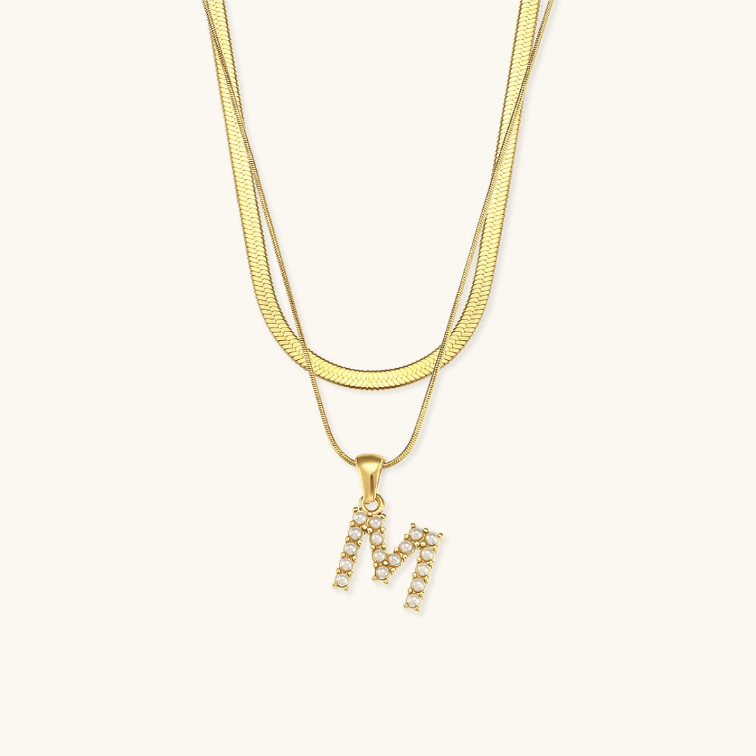 Fiona Layered Oro Initial Letter Collana