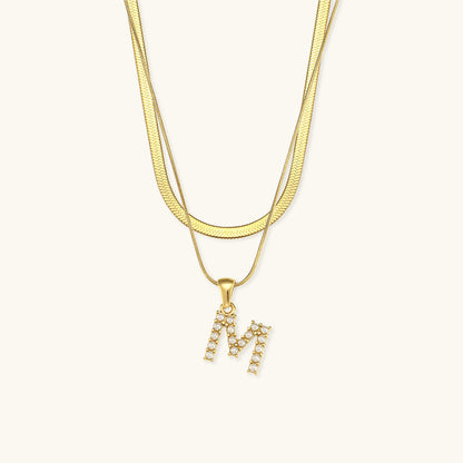 Fiona Layered Oro Initial Letter Collana