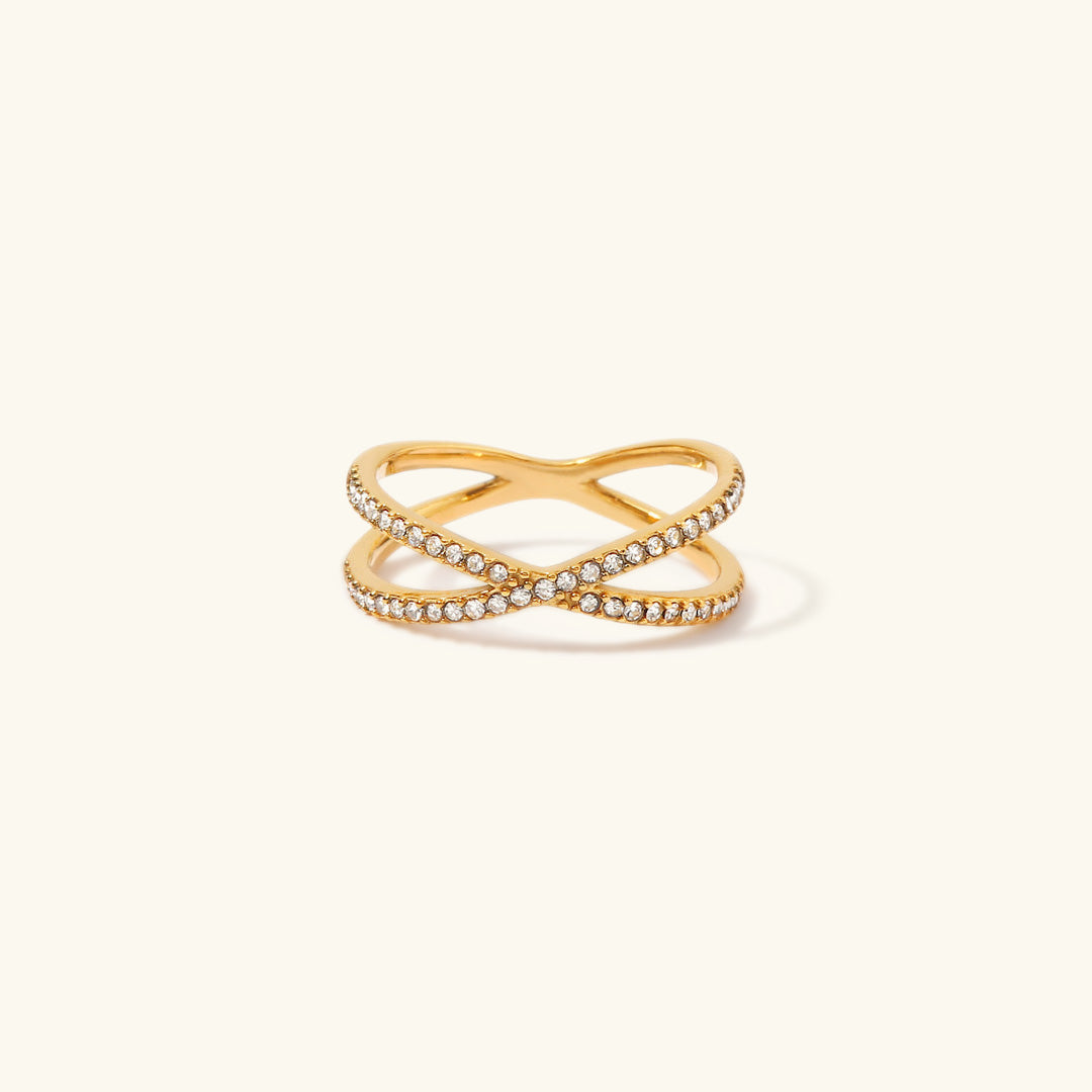 Nia Oro Diamante Cross Anello