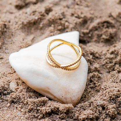 Nia Oro Diamante Cross Anello