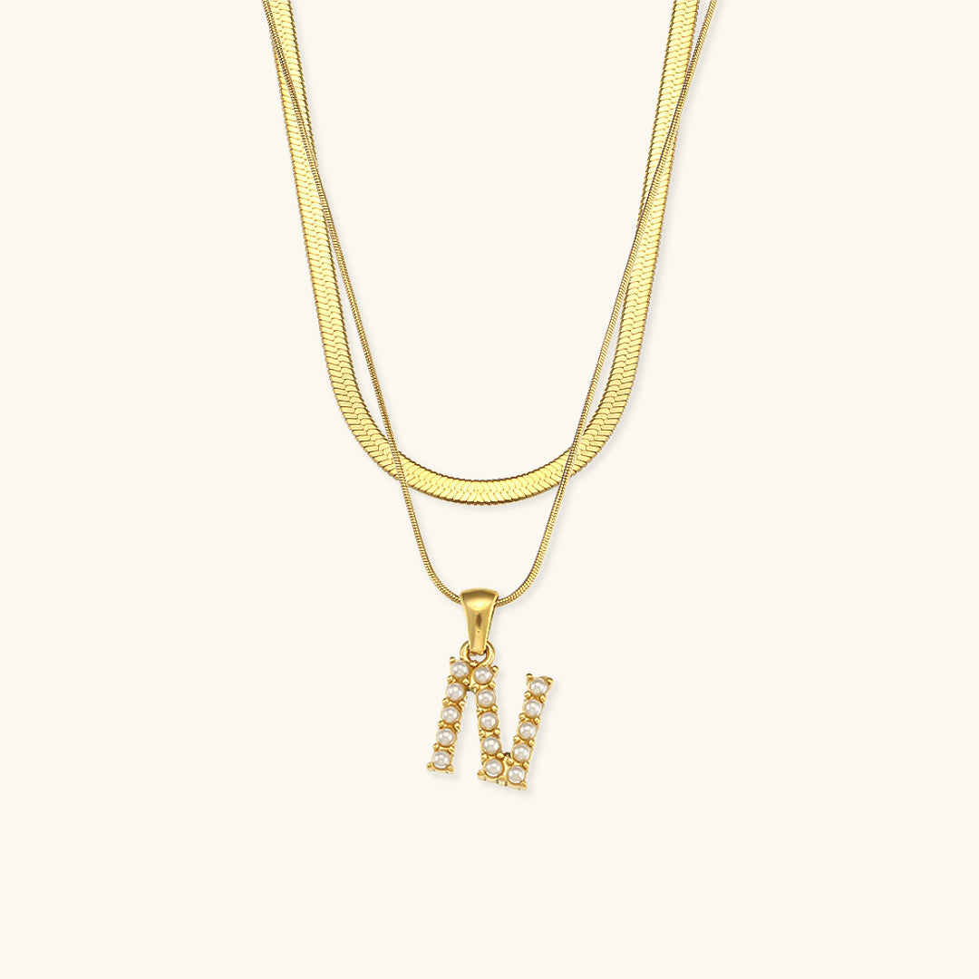 Fiona Layered Oro Initial Letter Collana