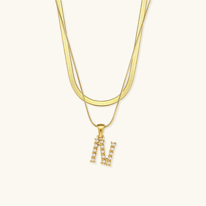 Fiona Layered Oro Initial Letter Collana