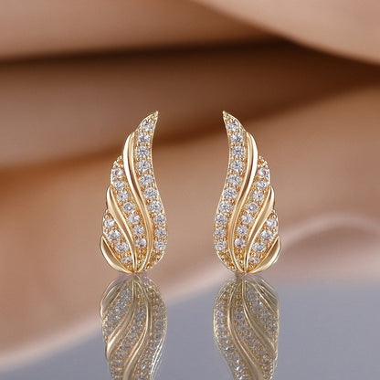 Modern Leaf Pave Orecchini | Oro
