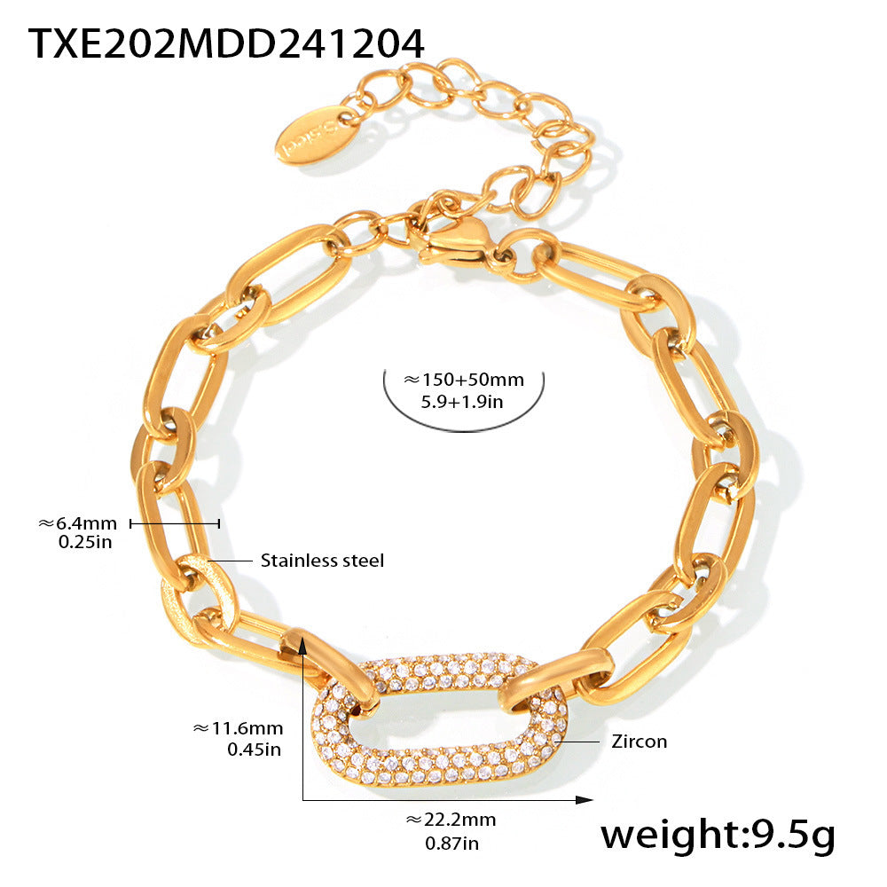 Paved Chunky Chain Link Set di Gioielli | Oro