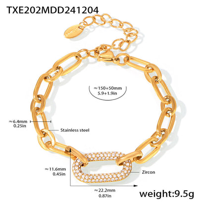 Paved Chunky Chain Link Set di Gioielli | Oro