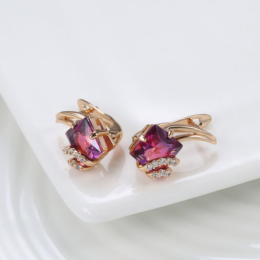 Crimson Square Cristallo Orecchini | Rosegold