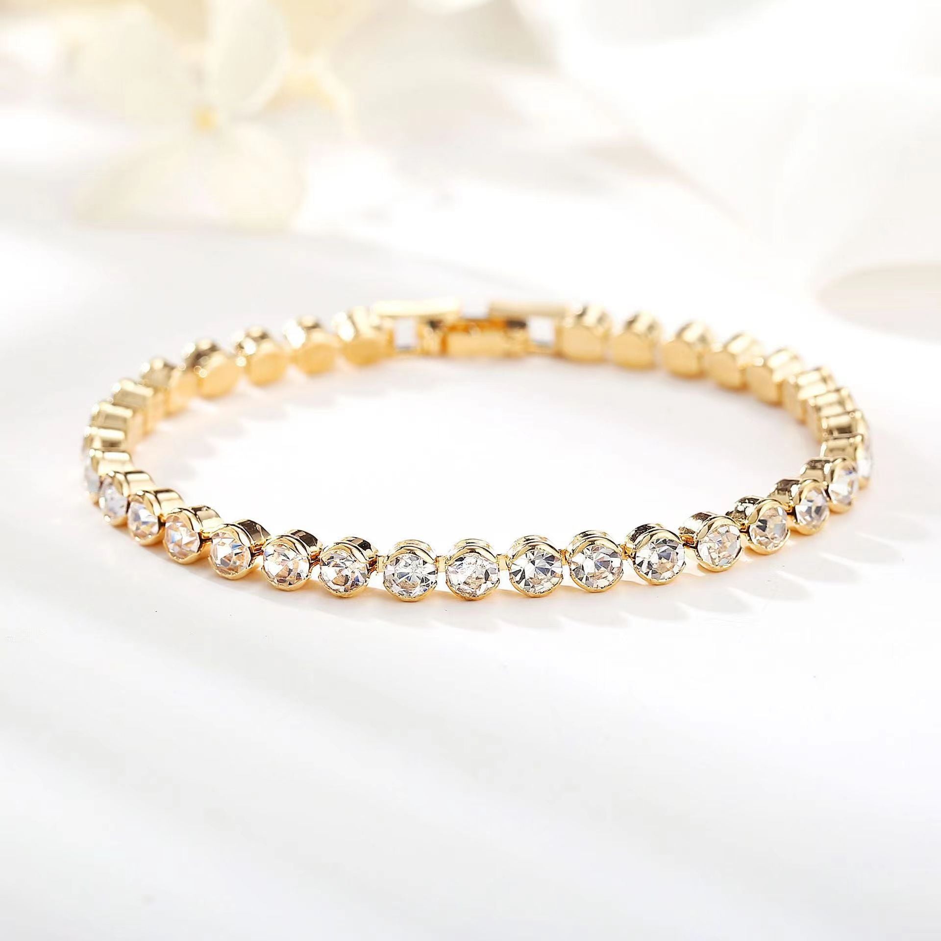 Round Cut Bracciale Tennis | Oro