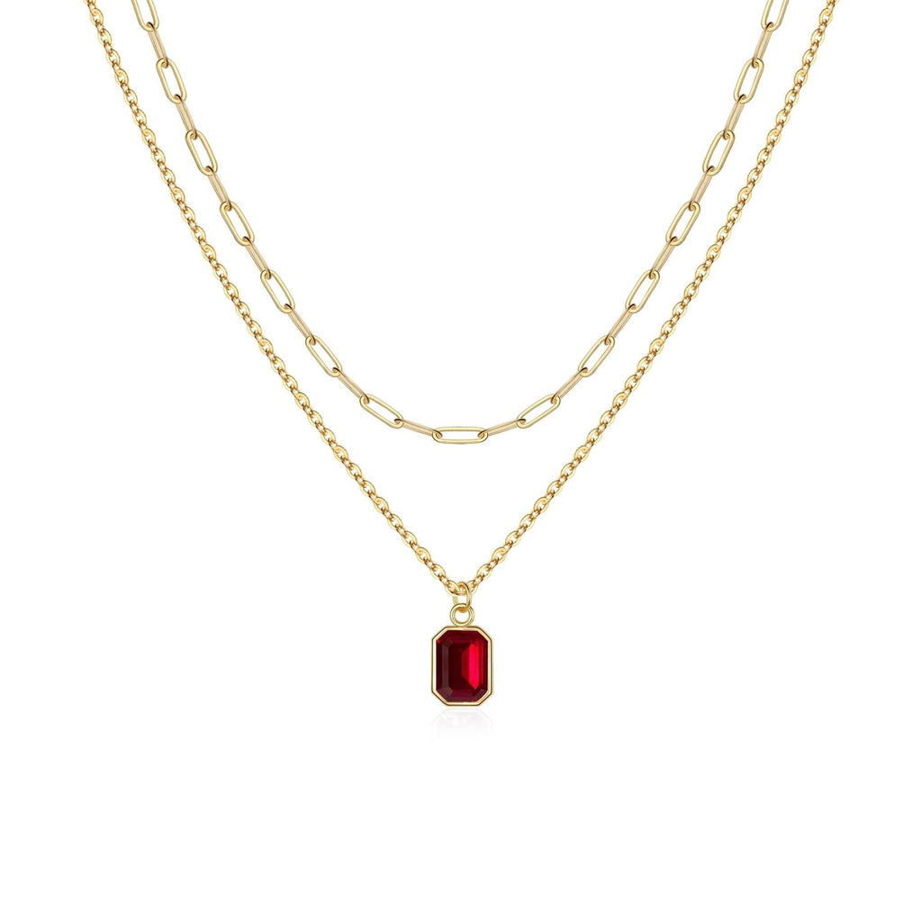 Paperclip Layered Rubino Collana | Oro