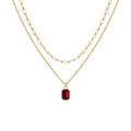 Paperclip Layered Rubino Collana | Oro