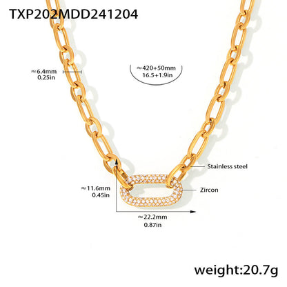 Paved Chunky Chain Link Set di Gioielli | Oro