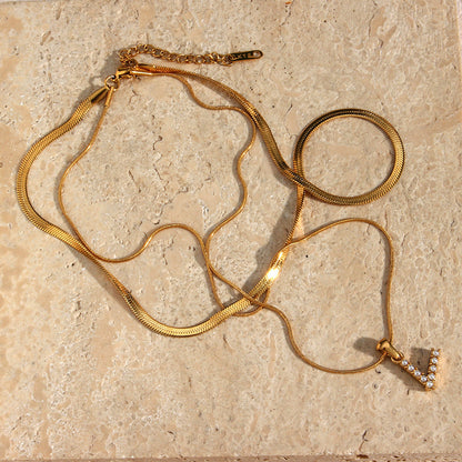 Fiona Layered Oro Initial Letter Collana