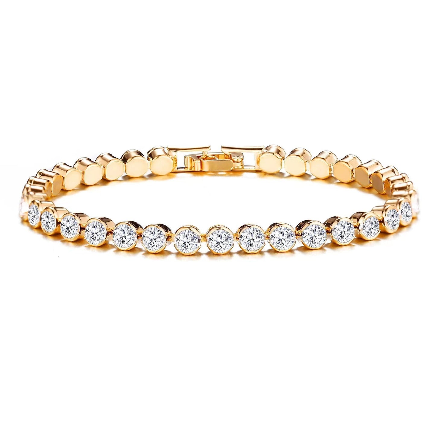 Round Cut Bracciale Tennis | Oro