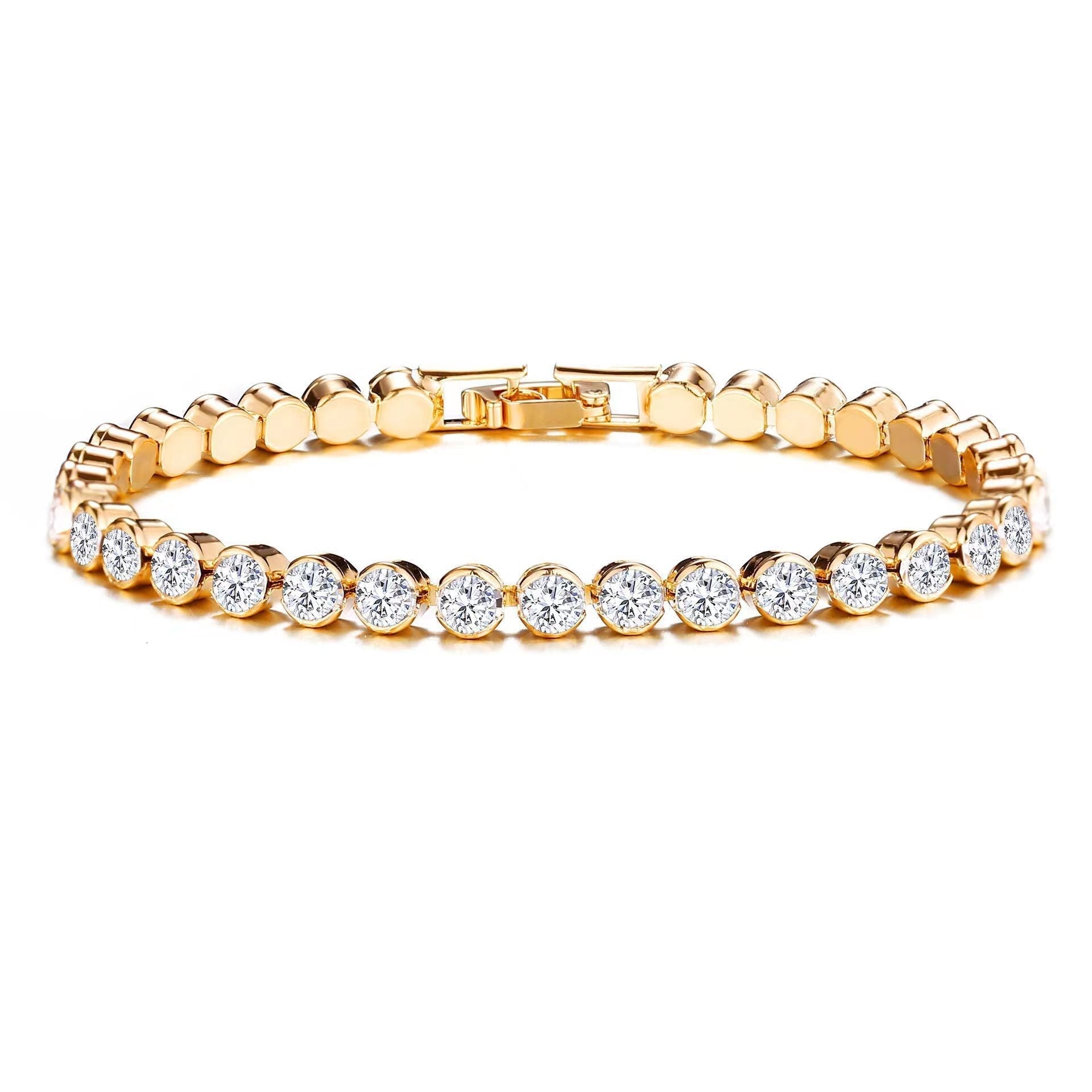 Round Cut Bracciale Tennis | Oro