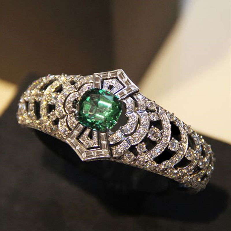 Smeraldo Art Deco Anello | Bianco Oro