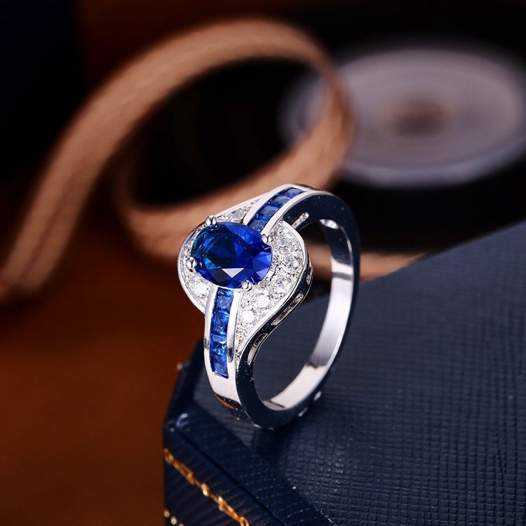 Zaffiro Flow Anello | Bianco Oro