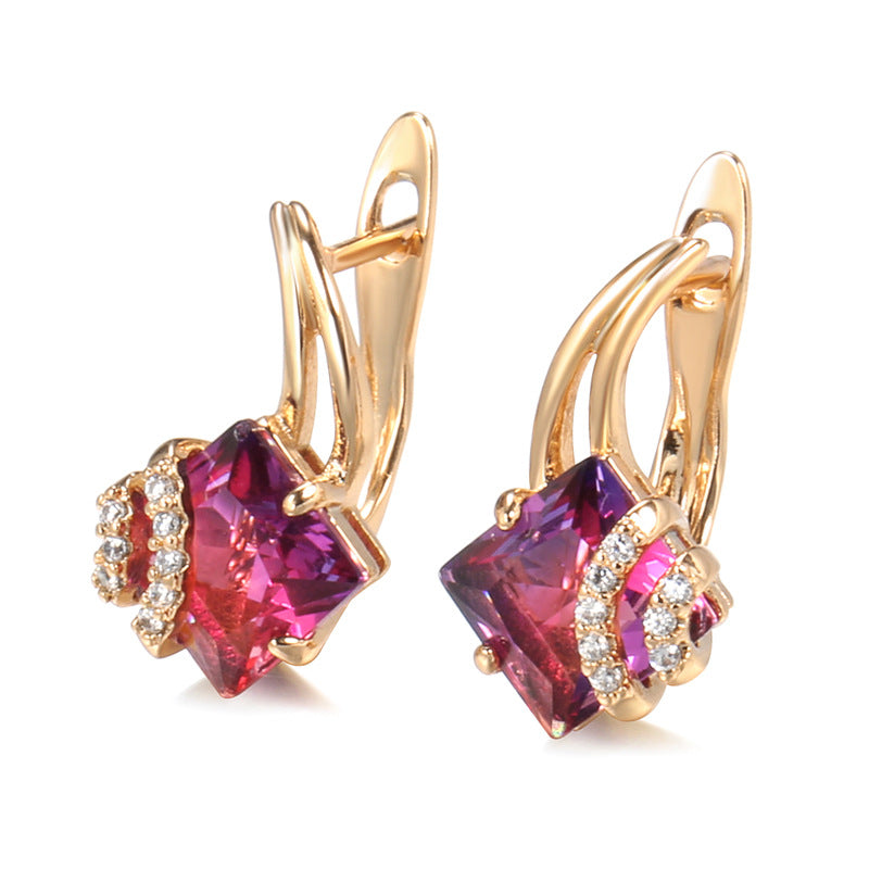 Crimson Square Cristallo Orecchini | Rosegold