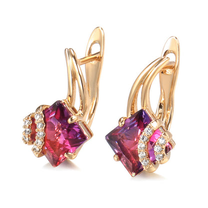 Crimson Square Cristallo Orecchini | Rosegold