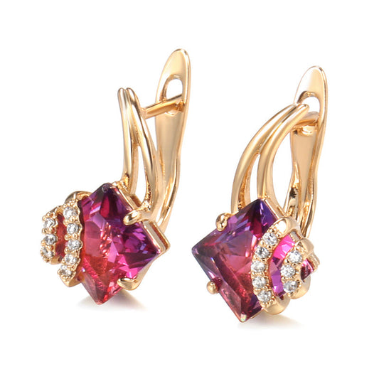 Crimson Square Cristallo Orecchini | Rosegold