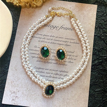 Imperial Perla Smeraldo Set di Gioielli