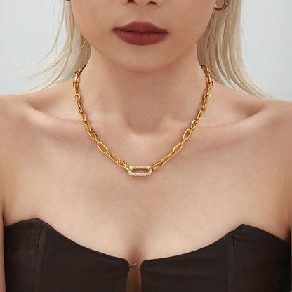 Paved Chunky Chain Link Set di Gioielli | Oro